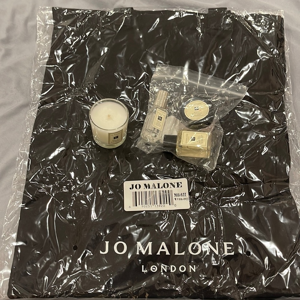Brand new Jo Malone candle, tote bag, perfume, body lotion and body wash